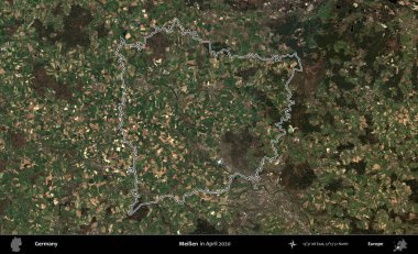 Meien. Almanya 'nın idari alanı Nisan 2020' de çekilen Kopernik Nöbetçi karolarından oluşan bir uydu görüntüsüyle özetlendi.