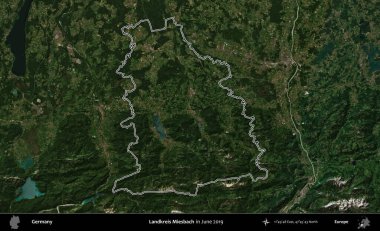 Landkreis Miesbach. Almanya 'nın idari bölgesi, Haziran 2019' da çekilen Kopernik Nöbetçi karolarından oluşan bir uydu görüntüsüyle özetlendi.
