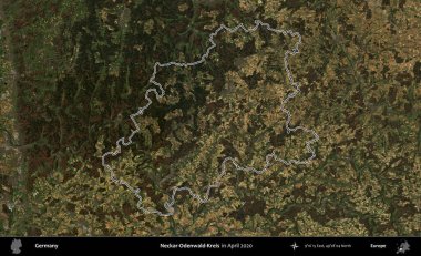 Neckar-Odenwald-Kreis. Almanya 'nın idari alanı Nisan 2020' de çekilen Kopernik Nöbetçi karolarından oluşan bir uydu görüntüsüyle özetlendi.