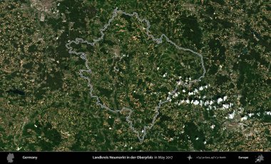 Der Oberpfalz 'daki Landkreis Neumarkt. Almanya 'nın idari bölgesinde Mayıs 2017' de çekilen Kopernik Nöbetçi karolarından oluşan bir uydu görüntüsü sıralandı.