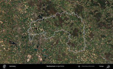 Nordsachsen 'de. Almanya 'nın idari alanı Nisan 2020' de çekilen Kopernik Nöbetçi karolarından oluşan bir uydu görüntüsüyle özetlendi.