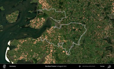 Nordsee-Treene. Almanya 'nın idari bölgesinde Ağustos 2022' de çekilen Kopernik Nöbetçi karolarından oluşan bir uydu görüntüsü sıralandı.