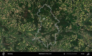 Oberhavel. Almanya 'nın idari bölgesi, Mayıs 2018' de çekilen Kopernik Nöbetçi karolarından oluşan bir uydu görüntüsüyle özetlendi.