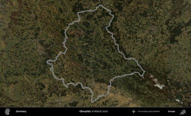 Oberpfalz. Almanya 'nın idari bölgesinde Mart 2020' de çekilen Kopernik Nöbetçi karolarından oluşan bir uydu görüntüsü yer aldı.