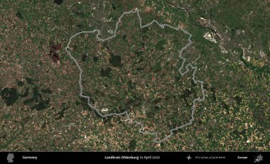 Landkreis Oldenburg. Almanya 'nın idari alanı Nisan 2020' de çekilen Kopernik Nöbetçi karolarından oluşan bir uydu görüntüsüyle özetlendi.