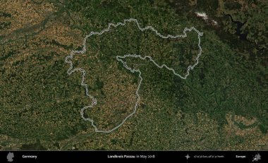 Landkreis Passau. Almanya 'nın idari bölgesi, Mayıs 2018' de çekilen Kopernik Nöbetçi karolarından oluşan bir uydu görüntüsüyle özetlendi.
