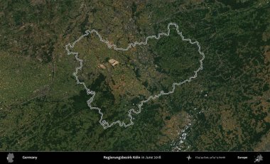 Regierungsbezirk Koln. Almanya 'nın idari bölgesi, Haziran 2018' de çekilen Kopernik Nöbetçi karolarından oluşan bir uydu görüntüsüyle özetlendi.