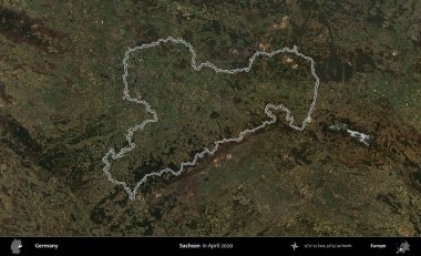 Sachsen. Almanya 'nın idari alanı Nisan 2020' de çekilen Kopernik Nöbetçi karolarından oluşan bir uydu görüntüsüyle özetlendi.