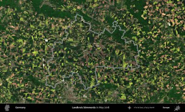 Landkreis Sommerda. Almanya 'nın idari bölgesi, Mayıs 2018' de çekilen Kopernik Nöbetçi karolarından oluşan bir uydu görüntüsüyle özetlendi.