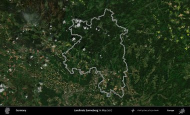 Landkreis Sonneberg. Almanya 'nın idari bölgesinde Mayıs 2017' de çekilen Kopernik Nöbetçi karolarından oluşan bir uydu görüntüsü sıralandı.