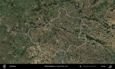 Kreis Steinfurt. Almanya 'nın idari bölgesi, Eylül 2020' de çekilen Kopernik Nöbetçi karolarından oluşan bir uydu görüntüsünde özetlenmiştir.