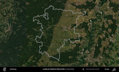Landkreis Sudliche Weinstrae. Almanya 'nın idari bölgesi, Haziran 2019' da çekilen Kopernik Nöbetçi karolarından oluşan bir uydu görüntüsüyle özetlendi.