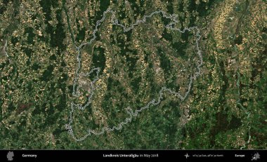 Landkreis Unterallgau. Almanya 'nın idari bölgesi, Mayıs 2018' de çekilen Kopernik Nöbetçi karolarından oluşan bir uydu görüntüsüyle özetlendi.