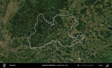 Landkreis Waldshut. Almanya 'nın idari bölgesi, Eylül 2019' da çekilen Kopernik Nöbetçi karolarından oluşan bir uydu görüntüsünde özetlenmiştir.