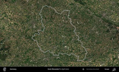 Kreis Cüce. Almanya 'nın idari alanı Nisan 2020' de çekilen Kopernik Nöbetçi karolarından oluşan bir uydu görüntüsüyle özetlendi.