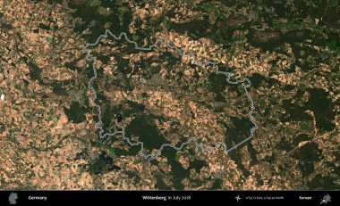 Wittenberg 'de. Almanya 'nın idari bölgesinde Temmuz 2018' de çekilen Kopernik Nöbetçi karolarından oluşan bir uydu görüntüsü sıralandı.