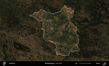 Landkreis Ahrweiler. Mayıs 2017 'de çekilen Kopernik Nöbetçi karolarından oluşan koyu renkli bir uydu görüntüsü Almanya' nın idari alanının altını çizdi ve özetledi.