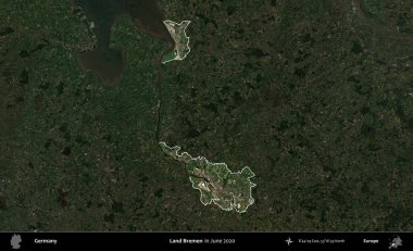 Landkreis Ahrweiler. Mayıs 2017 'de çekilen Kopernik Nöbetçi karolarından oluşan koyu renkli bir uydu görüntüsü Almanya' nın idari alanının altını çizdi ve özetledi.