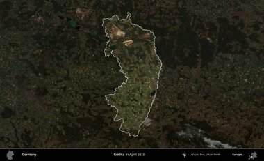 Gorlitz. Nisan 2020 'de çekilen Kopernik Nöbetçi karolarından oluşan koyu renkli bir uydu görüntüsü Almanya' nın idari alanının altını çizdi ve özetledi.