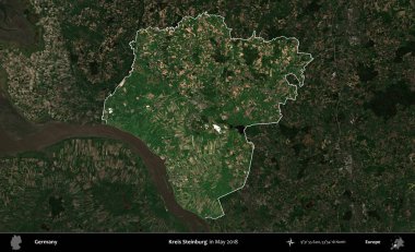 Kreis Steinburg. Mayıs 2018 'de çekilen Kopernik Nöbetçi karolarından oluşan koyu renkli bir uydu görüntüsü, Almanya' nın idari alanının altını çizdi ve özetledi.