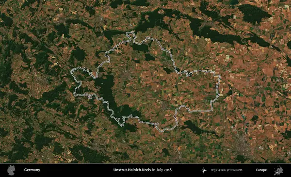 Çalım-Hainich-Kreis. Almanya 'nın idari bölgesinde Temmuz 2018' de çekilen Kopernik Nöbetçi karolarından oluşan bir uydu görüntüsü sıralandı.