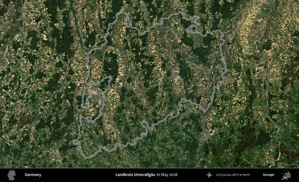 Landkreis Unterallgau. Almanya 'nın idari bölgesi, Mayıs 2018' de çekilen Kopernik Nöbetçi karolarından oluşan bir uydu görüntüsüyle özetlendi.