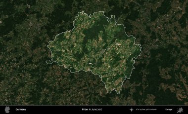 Prum. Haziran 2017 'de çekilen Kopernik Nöbetçi karolarından oluşan koyu renkli bir uydu görüntüsü, Almanya' nın idari alanının altını çizdi ve özetledi.