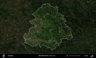 Rems-Murr-Kreis. Mayıs 2017 'de çekilen Kopernik Nöbetçi karolarından oluşan koyu renkli bir uydu görüntüsü Almanya' nın idari alanının altını çizdi ve özetledi.