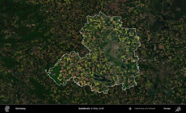 Saalekreis. Mayıs 2018 'de çekilen Kopernik Nöbetçi karolarından oluşan koyu renkli bir uydu görüntüsü, Almanya' nın idari alanının altını çizdi ve özetledi.