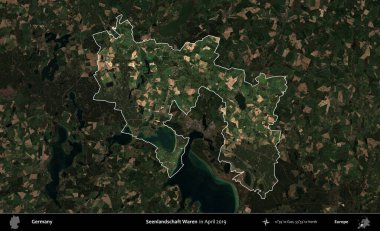 Manzara Waren 'ı gördüm. Nisan 2019 'da çekilen Kopernik Nöbetçi karolarından oluşan koyu renkli bir uydu görüntüsü, Almanya' nın idari alanının altını çizdi ve özetledi.