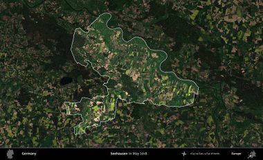 Görüşmek üzere. Mayıs 2018 'de çekilen Kopernik Nöbetçi karolarından oluşan koyu renkli bir uydu görüntüsü, Almanya' nın idari alanının altını çizdi ve özetledi.