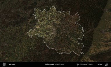 Sudwestpfalz. Mart 2022 'de çekilen Kopernik Nöbetçi karolarından oluşan koyu renkli bir uydu görüntüsü, Almanya' nın idari alanının altını çizdi ve özetledi.