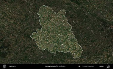 Kreis Cüce. Nisan 2020 'de çekilen Kopernik Nöbetçi karolarından oluşan koyu renkli bir uydu görüntüsü Almanya' nın idari alanının altını çizdi ve özetledi.