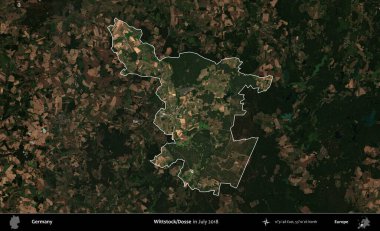 Wittstock/Dosse. Temmuz 2018 'de çekilen Kopernik Nöbetçi karolarından oluşan koyu renkli bir uydu görüntüsü, Almanya' nın idari alanının altını çizdi ve özetledi.