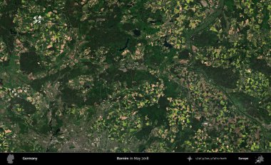 Barnim. Mayıs 2018 'de çekilen Kopernik Sentinel karolarından oluşan bir uydu görüntüsü üzerine Almanya' nın idari bölgesi