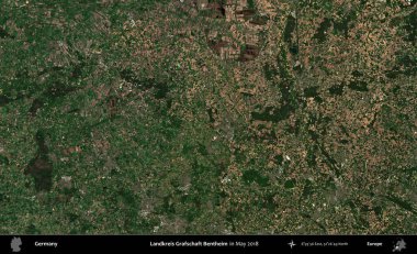 Landkreis Grafschaft Bentheim. Mayıs 2018 'de çekilen Kopernik Sentinel karolarından oluşan bir uydu görüntüsü üzerine Almanya' nın idari bölgesi