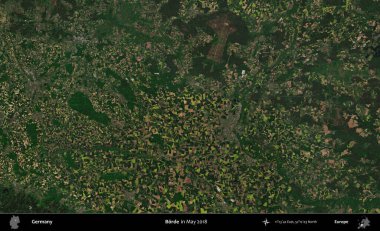 Sıkıcı. Mayıs 2018 'de çekilen Kopernik Sentinel karolarından oluşan bir uydu görüntüsü üzerine Almanya' nın idari bölgesi