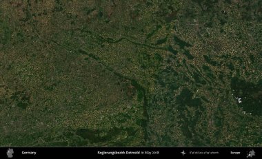 Regierungsbezirk Detmold. Mayıs 2018 'de çekilen Kopernik Sentinel karolarından oluşan bir uydu görüntüsü üzerine Almanya' nın idari bölgesi