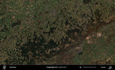 Erzgebirgskreis. Nisan 2020 'de çekilen Kopernik Sentinel karolarından oluşan bir uydu görüntüsü üzerine Almanya' nın idari bölgesi