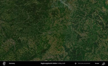 Alay Ungsbezirk Gieen. Mayıs 2018 'de çekilen Kopernik Sentinel karolarından oluşan bir uydu görüntüsü üzerine Almanya' nın idari bölgesi
