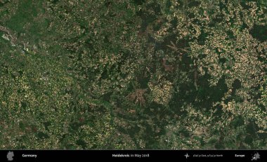 Heidekreis. Mayıs 2018 'de çekilen Kopernik Sentinel karolarından oluşan bir uydu görüntüsü üzerine Almanya' nın idari bölgesi