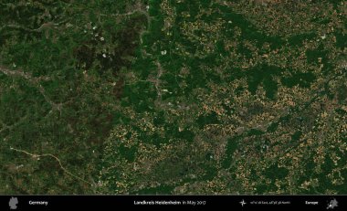 Landkreis Heidenheim. Mayıs 2017 'de Copernicus Sentinel karolarından oluşan bir uydu görüntüsü üzerine Almanya' nın idari bölgesi