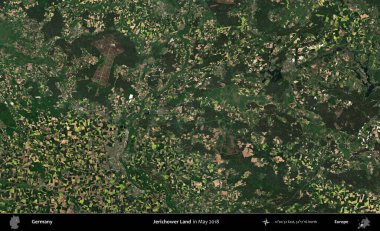 Jerichower Diyarı. Mayıs 2018 'de çekilen Kopernik Sentinel karolarından oluşan bir uydu görüntüsü üzerine Almanya' nın idari bölgesi