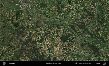 Luneburg 'da. Mayıs 2018 'de çekilen Kopernik Sentinel karolarından oluşan bir uydu görüntüsü üzerine Almanya' nın idari bölgesi
