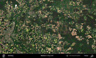Alaycı. Mayıs 2018 'de çekilen Kopernik Sentinel karolarından oluşan bir uydu görüntüsü üzerine Almanya' nın idari bölgesi