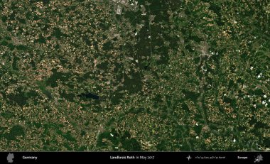 Landkreis Roth. Mayıs 2017 'de Copernicus Sentinel karolarından oluşan bir uydu görüntüsü üzerine Almanya' nın idari bölgesi