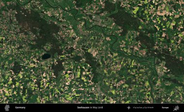 Görüşmek üzere. Mayıs 2018 'de çekilen Kopernik Sentinel karolarından oluşan bir uydu görüntüsü üzerine Almanya' nın idari bölgesi