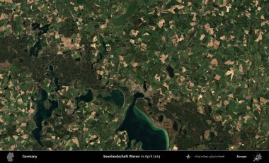 Manzara Waren 'ı gördüm. Nisan 2019 'da çekilen Kopernik Sentinel karolarından oluşan bir uydu görüntüsü üzerine Almanya' nın idari bölgesi