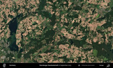 Sternberger Seenlandschaft. Eylül 2023 'te çekilen Copernicus Sentinel karolarından oluşan bir uydu görüntüsü üzerine Almanya' nın idari bölgesi