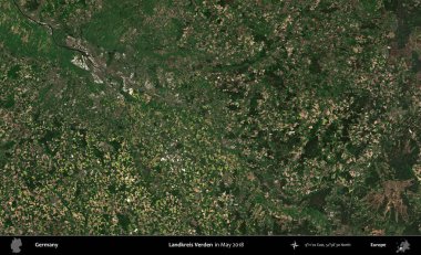 Landkreis Verden. Mayıs 2018 'de çekilen Kopernik Sentinel karolarından oluşan bir uydu görüntüsü üzerine Almanya' nın idari bölgesi